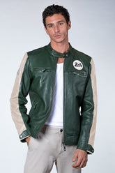 Men's 24H Le Mans Max green leather jacket